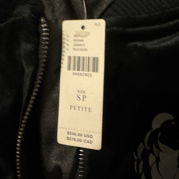 Anthropologie Velvet Floral Embroidered Bomber Jacket Black by Eva Franco - Picture 7 of 7